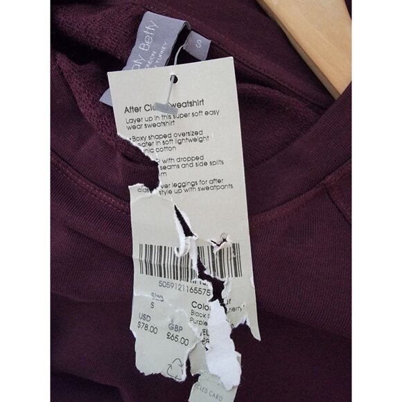 Sweaty Betty AFTER CLASS Black-Cherry Purple Longline Sweatshirt Women's Sz S - Picture 8 of 10